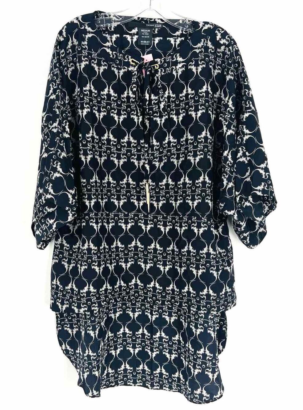 Size M Black/White Print Hi-Lo Designer Tunic